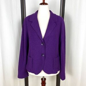 J.Jill Royal Purple Boiled Wool Knit Blazer Size L